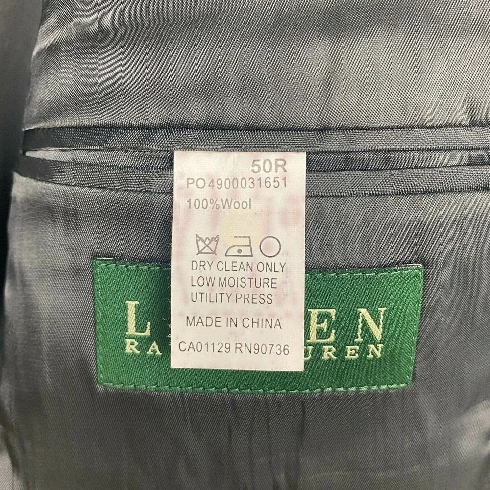 Lauren Ralph Lauren Mens 50R Grey Pinstripe‎ 100% Wool 2-Button Blazer Jacket